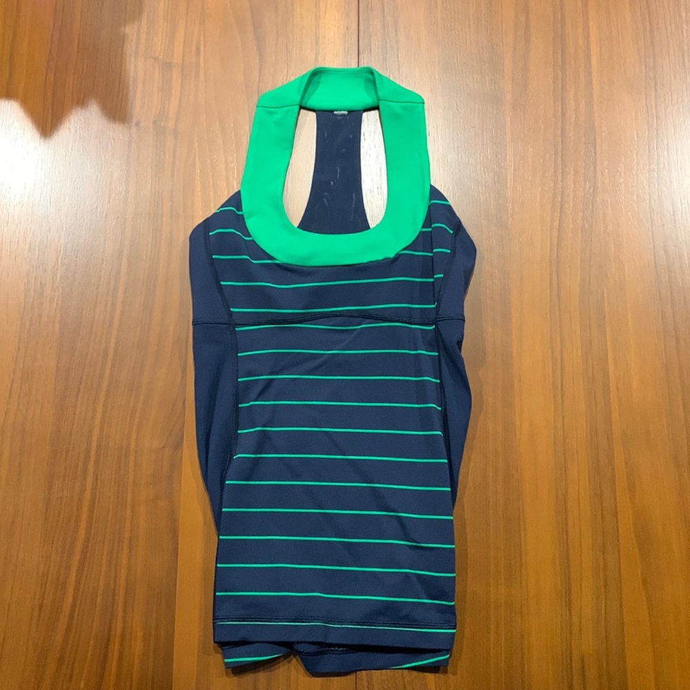 Lululemon navy blue and emerald green show stopper tank top size 2